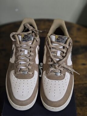 Mens AF1 Khaki Real Leaf Swoosh